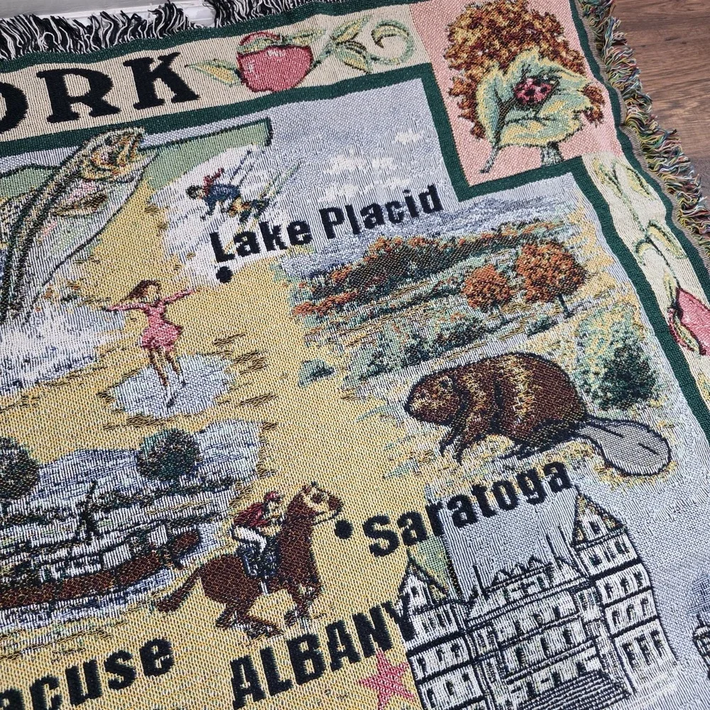Vintage New York State Tapestry Throw Blanket Danbury Mint U.S.A. Gift